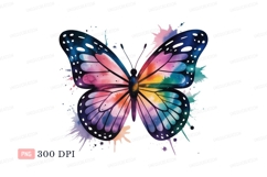 Rainbow butterfly watercolor splatter insect Product Image 1