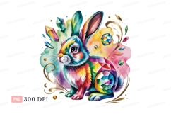 Colorful crystal rabbit with watercolor splashes diamond Product Image 1