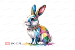 Colorful geometric rabbit with jeweled collar bunny Product Image 1