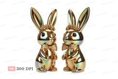 Golden rabbits floral crowns bows image Product Image 1