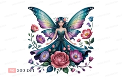 Enchanted fairy surrounded by vibrant blossoms wings Product Image 1
