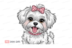 Fluffy white dog with pink bow image Product Image 1