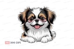 Fluffy happy dog with tongue out canine animal Product Image 1