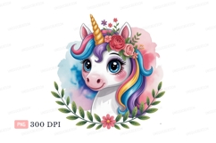 Cute unicorn with floral crown fantasy magical Product Image 1
