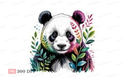Colorful panda surrounded by foliage bear animal Product Image 1