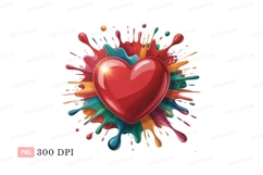 Red heart vibrant paint splash image Product Image 1
