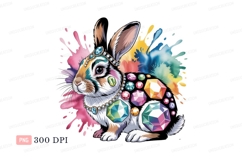 Jeweled rabbit colorful splashes jewels gems Product Image 1