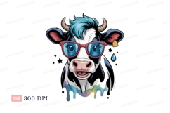 Cool cow wearing glasses blue hair Product Image 1