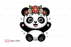 Cute panda wearing flower crown bear animal Product Image 1