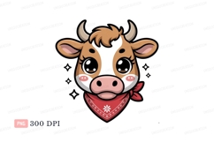 Cute cow with red bandana animal cartoon Product Image 1