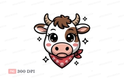 Cute cow wearing bandana animal cartoon Product Image 1