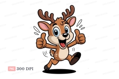 Happy cartoon deer giving thumbs up image Product Image 1