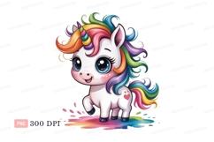 Cute unicorn with rainbow mane and tail fantasy magic Product Image 1