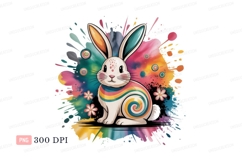Colorful bunny with rainbow swirl rabbit Product Image 1