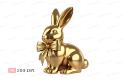 Golden rabbit with bow bunny luxury Product Image 1