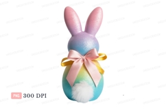 Rainbow bunny with pink bow blue yellow Product Image 1