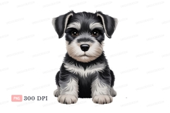 Miniature schnauzer puppy fluffy black white canine Product Image 1