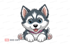 Adorable husky puppy with blue eyes animal canine Product Image 1