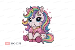 Cute unicorn with rainbow mane horn Product Image 1