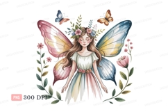 Enchanted fairy with colorful wings and flowers butterfly Product Image 1