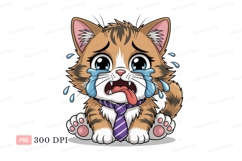 Crying kitten wearing a tie tears Product Image 1