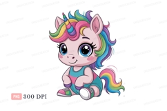 Cute unicorn with rainbow mane and tail fantasy mythical Product Image 1