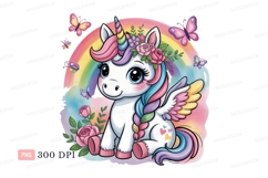 Cute winged unicorn with rainbow and butterflies wings Product Image 1