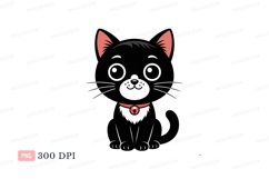 Black cat with coral collar and bell image Product Image 1