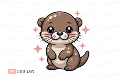 Cute otter with pink sparkles animal brown Product Image 1