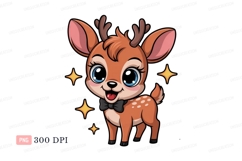 Cute deer with bow tie and stars fawn cartoon Product Image 1