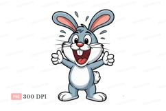 Cheerful grey bunny giving thumbs up rabbit white Product Image 1