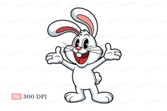 Cheerful white rabbit giving thumbs up cartoon happy Product Image 1