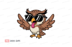 Cool owl with tongue out bird sunglasses Product Image 1
