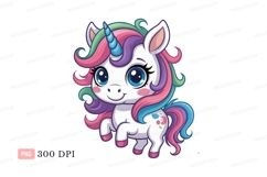 Cute unicorn with rainbow mane and horn fantasy mythical Product Image 1