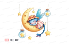 Sleeping fairy on moon with stars night Product Image 1