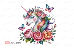 Unicorn flowers butterflies rainbow mane Product Image 1