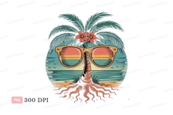 Palm tree wearing sunglasses at beach ocean Product Image 1