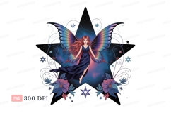 Winged woman with flowing hair and dress fairy wings Product Image 1