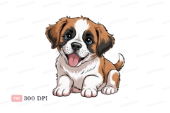 Adorable brown white puppy with blue eyes canine animal Product Image 1