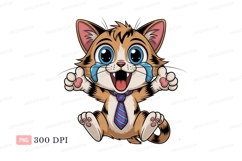 Crying happy cat wearing tie kitten laughing Product Image 1