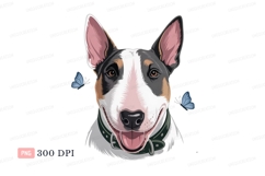 Bull terrier portrait with butterflies animal Product Image 1
