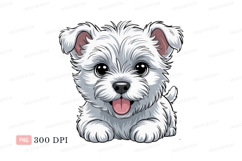 Fluffy white puppy happy image Product Image 1