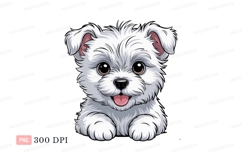 Fluffy white puppy with big brown eyes cute Product Image 1