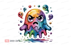 Grumpy rainbow ghost dripping purple Product Image 1