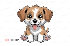 Adorable fluffy puppy with brown white fur canine animal Product Image 1