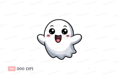 Happy black ghost waving white cute Product Image 1