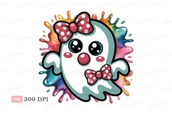 Cute ghost with bows and paint splashes polka Product Image 1