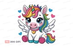 Adorable winged unicorn with rainbow mane and tail Product Image 1