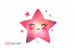 Pink star with happy face cute Product Image 1