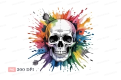 Colorful skull splash paint black Product Image 1